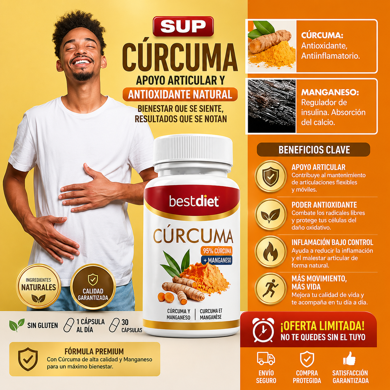 Suplemento Natural Cúrcuma – Apoyo Articular y Antioxidante Natural
