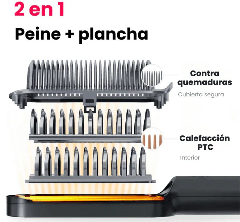 cepillo de peinado multifuncional 2 in 1, peine caliente eléctrico, alisador de pelo, cuidado Personal