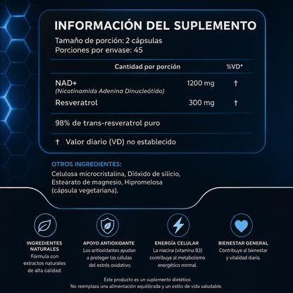 NAD+ Resveratrol –  nutricional para el bienestar