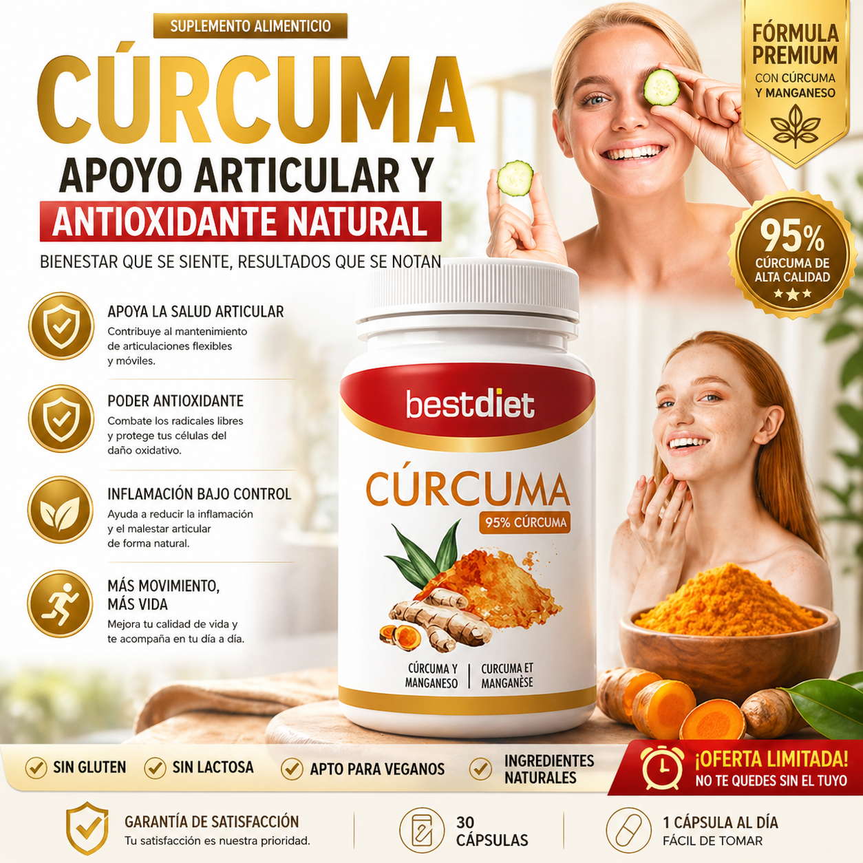 Suplemento Natural Cúrcuma – Apoyo Articular y Antioxidante Natural