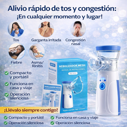 💨🫁 Nebulizador Portátil de Malla – Terapia Respiratoria Eficaz en Cualquier Lugar