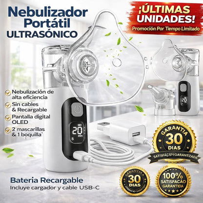 💨🫁 Nebulizador Portátil Silencioso para Adultos y Niños con Pantalla Digital, Ideal para Casa y Viaje