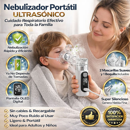 💨🫁 Nebulizador Portátil Silencioso para Adultos y Niños con Pantalla Digital, Ideal para Casa y Viaje