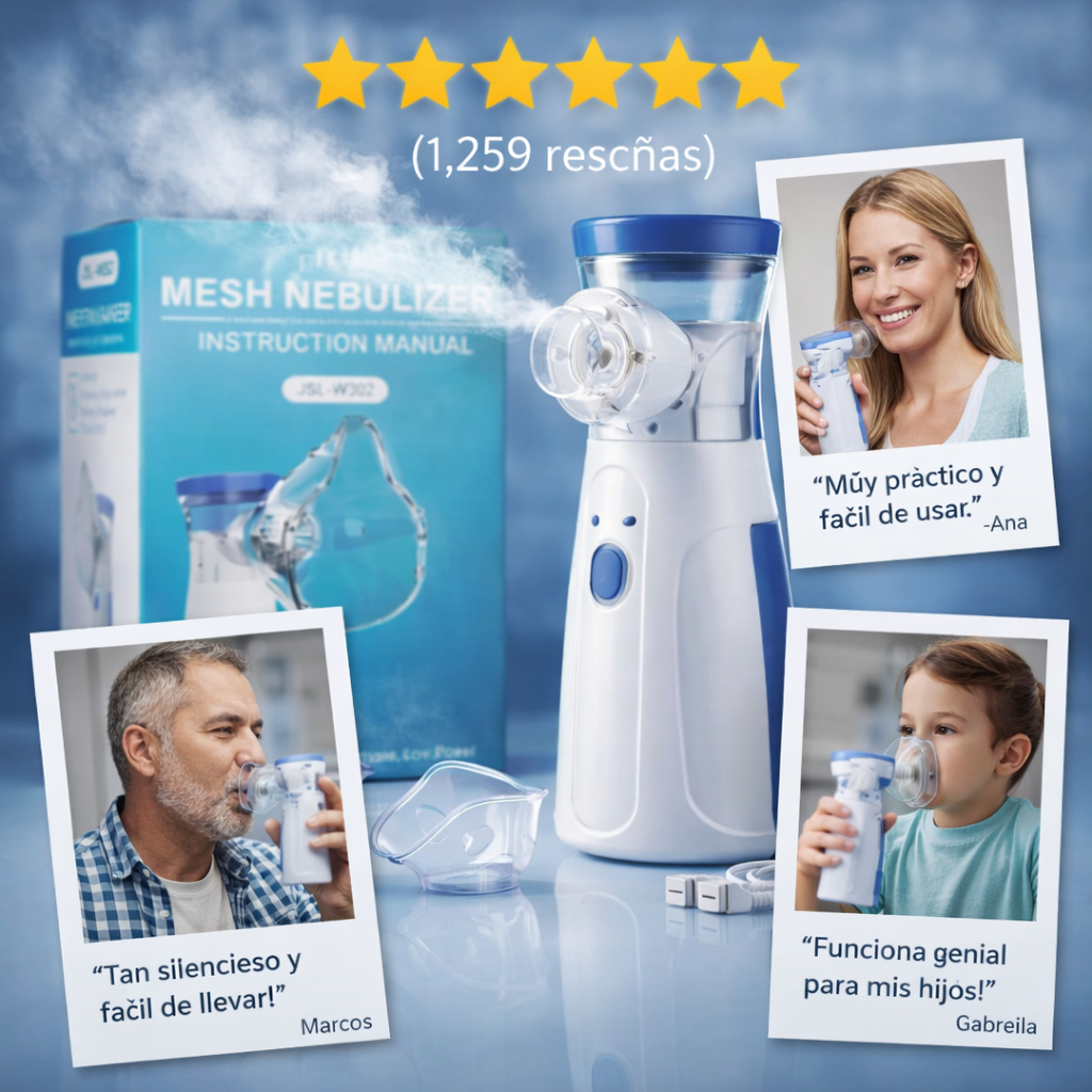 💨🫁 Nebulizador Portátil de Malla – Terapia Respiratoria Eficaz en Cualquier Lugar