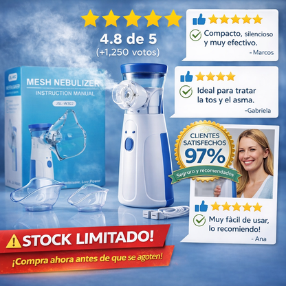 💨🫁 Nebulizador Portátil de Malla – Terapia Respiratoria Eficaz en Cualquier Lugar